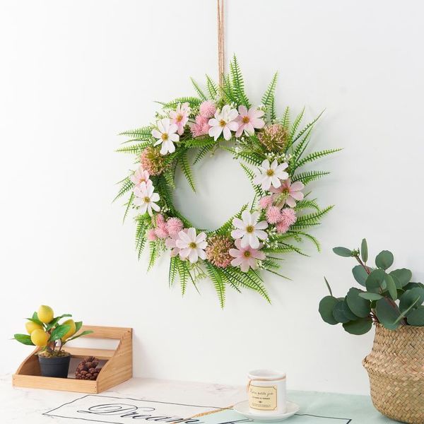 

round silk flower wreath artificial rose garland handmade floral decor used for home front door christmas party wedding decor1