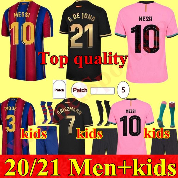 

2020 2021 men kids kit youth barcelona soccer jerseys 20 21 messi barca griezmann de jong ansu fati dest sergio coutinho football shirt, Black;yellow