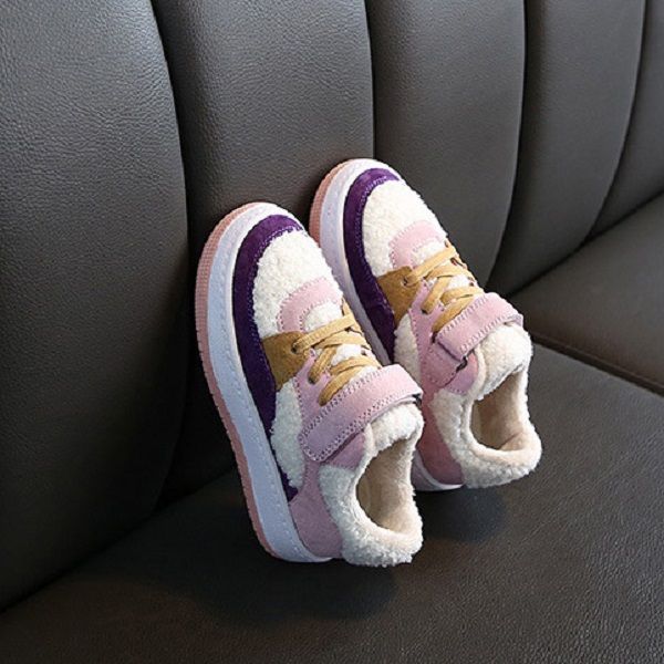 

kids shoes fashion new arrival boys girls autumn winter keep warm sneakers children splicing flat shoes 3 colors, Black;grey