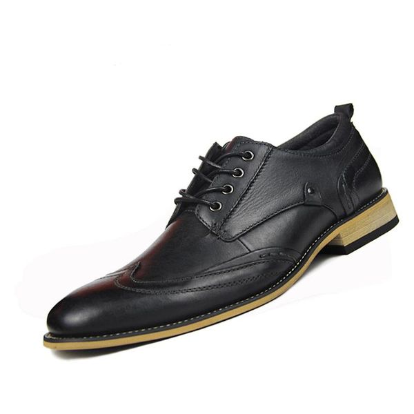 

2020 men's genuine leather shoes extra size 7.5-13 head leather brand dress shoes europe america style man business, Black