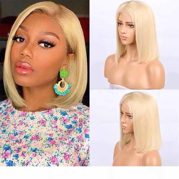 

blonde 613 13x4 lace front wig full lace wig 100%unprocessed human hair pre plucked natural hairline with baby hair 8~14 inches, Black;brown