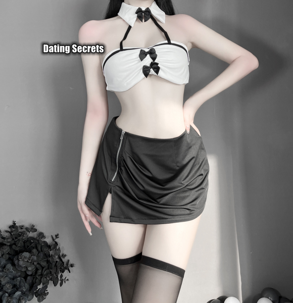 

costumes secretary office erotic cosplay costumes passion hollow out backless with mini skirt office lady temptation 2021, Black