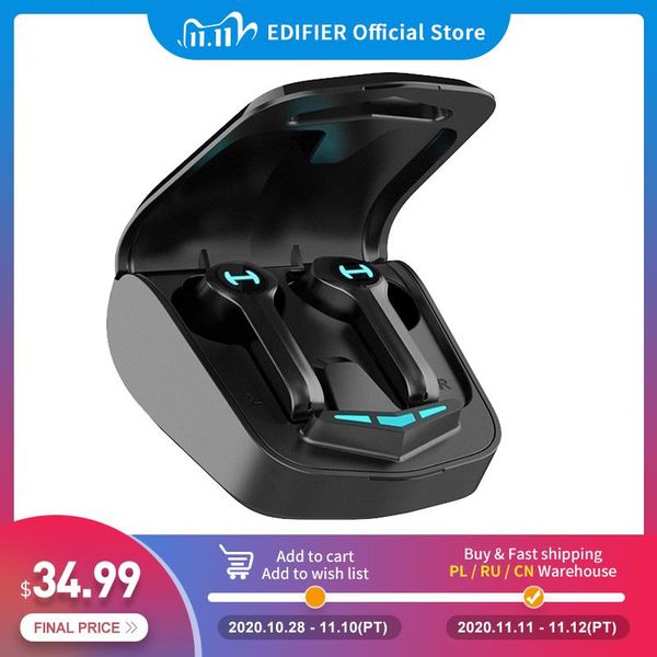 

edifier gm4 wireless earphone gaming headphone bluetooth 5.0 pixart low latency touch control noise-cancellation voice assistant