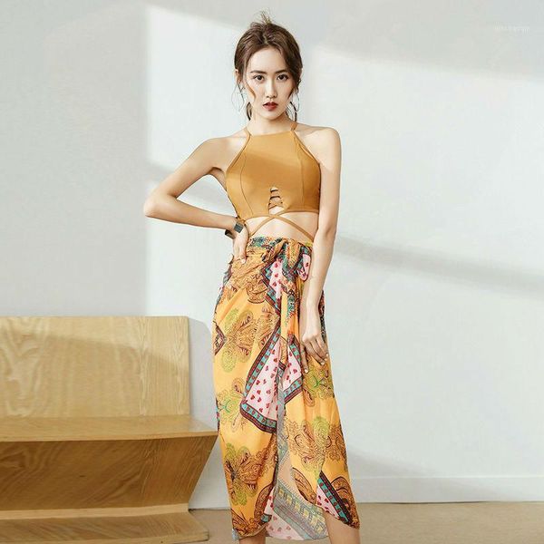 

fashion ladies korean swimwear small fragrant thin spa beach swimsuit jogging yoga fitness sports gym running three - piece1
