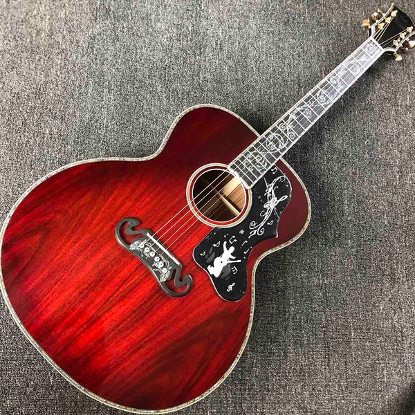 

custom solid koa wood back side jumbo body acoustic guitar abalone binding accept guitar oem