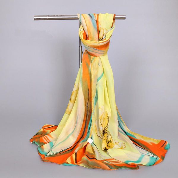 

горячие продажи распечатать цветок шелковый шифон шарфы женщины wrap солнцезащитный крышка пляж длинный hijab бандана полиэстер кейп женский, Blue;gray