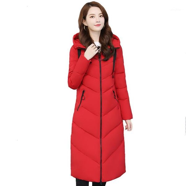 

plus size l-6xl x-long winter coats women jackets hooded warm thick fashion cotton parka female outerwear oversize long coats1, Black