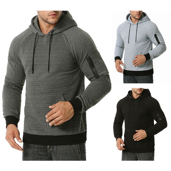 

2020 autumn and winter new european size mens sports and leisure sweater coat hooded sweater men, Black