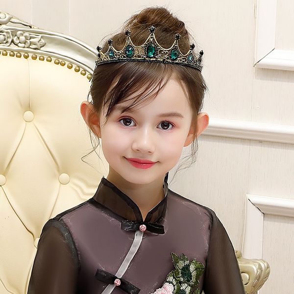 

mgirl new princess girl's headdress headband little baroque diamond crown children's performance head k, Silver