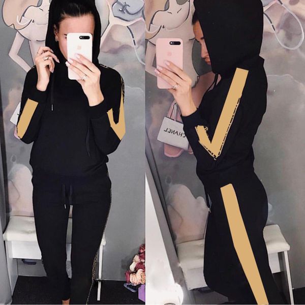 

womens casual fashion autumn spring long sleeved two-piece jogger set ladies fall tracksuit sweat suits black plus size s-xl 5qxx, Gray