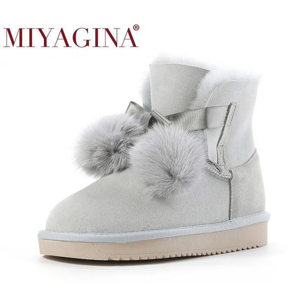 

miyagina 2020 нового прибытие австралии классических ботинок женщин женщины реал меховая из натуральной кожи овчины снег сапоги женская обув, Black