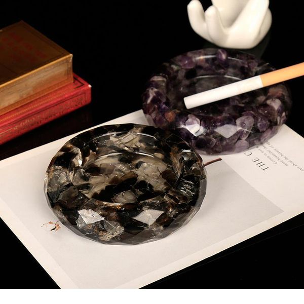 

1pc transparent crystal ashtray home mineral nordic shelf crystal amethyst agate home decoracion moderno jllxjx, Black