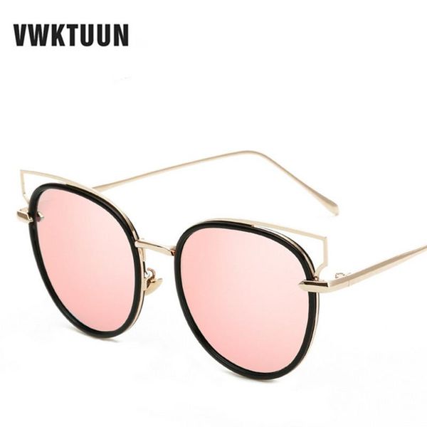 

sunglasses vwktuun cat eye women brand designer alloy legs hollow out shades uv400 points eyewear, White;black