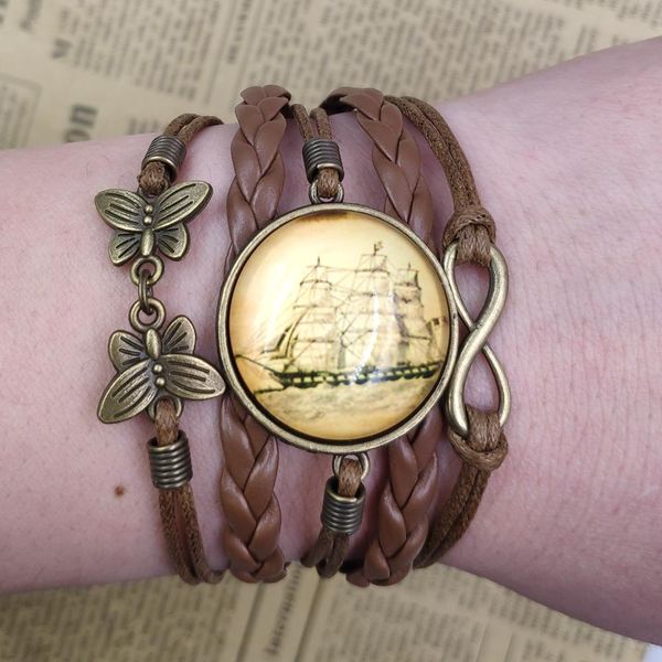 

2020 ретро коричневый черный белый конь многослойные ancient кожаный браслет punk время gem женский партия подарков at049 066 sqclqo home003, Golden;silver