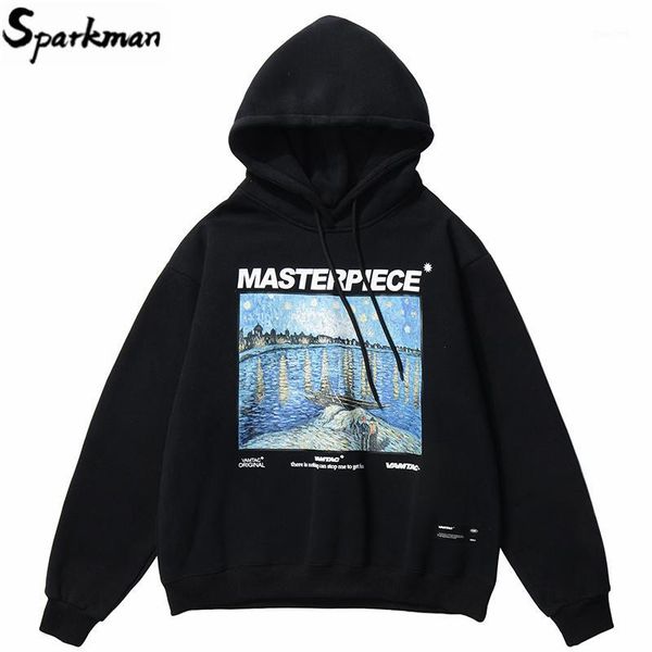 

hip hop hoodie sweatshirt mens retro painting harajuku hoodie streetwear hiphop pullover fleece winter autumn 2020 black1, Black