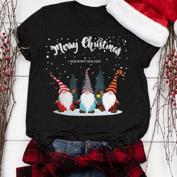 

funny dwarf cute clothing merry christmas and happy year tee for women lady cartoon print tshirt graphic female t t-shirt, White