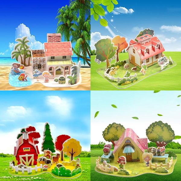 

детская 3d трехмерное головоломки дом мальчик девочка игрушка 4 5 years old поделки ручной бумаги модель wmtfcb xhlight