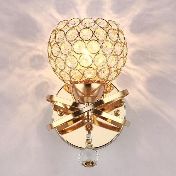 

wall lamp creative retro e27 bedroom wall-mounted rhinestone crystal light for bedside dining room aisle ( without bulb)1