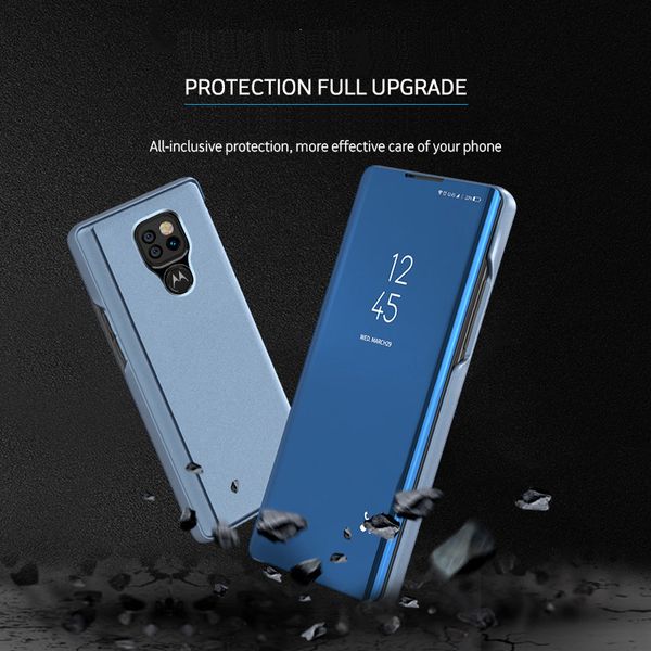 Custodia per telefono con vibrazione a specchio intelligente di lusso per MOTO G9 Play G8 Power Lite Cover in pelle fissa per Motorola G9 Plus