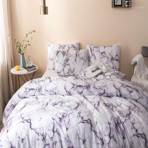 

hommomh marble bedding, purple and white pattern, soft microfiber healthy skin-friendly high-quality fabric (3 pieces, extra lar1