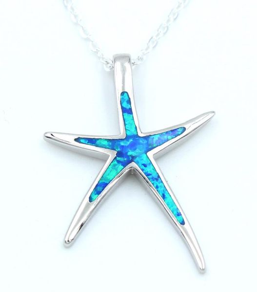 

new blue fire opal starfish pendant necklace for gift, Silver