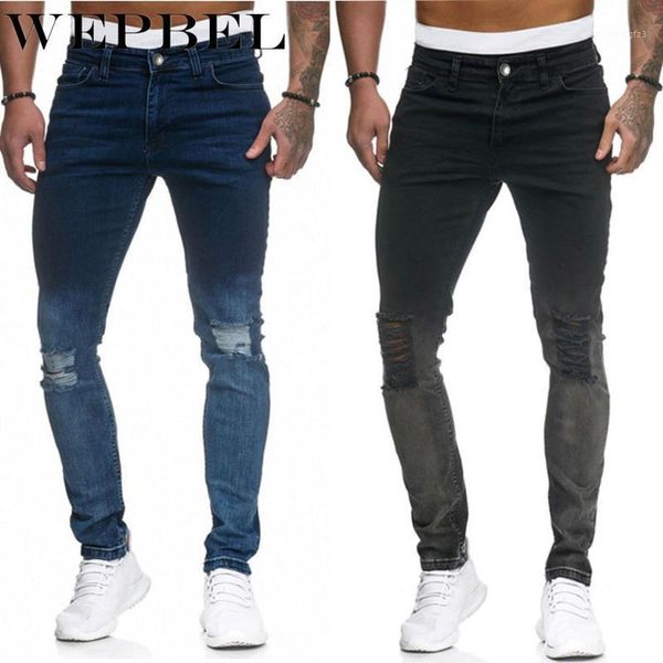 

men's jeans wepbel men hole denim pants hip hop street style trousers1, Blue
