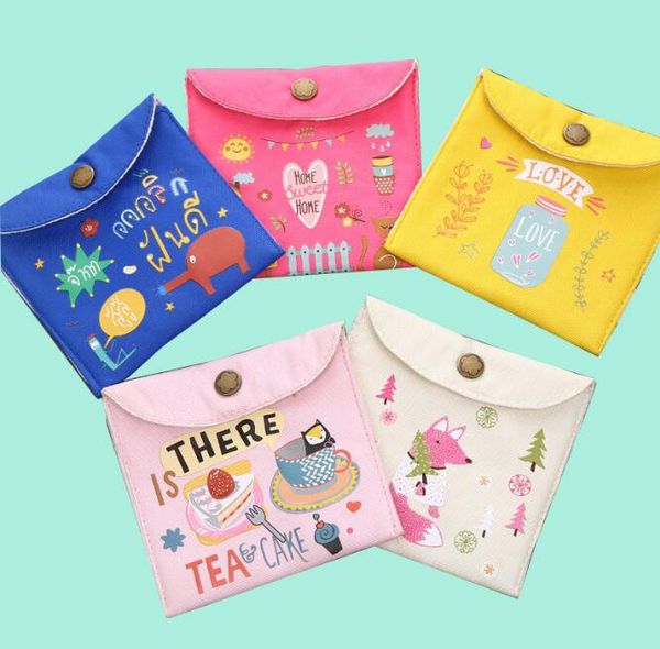 

women canvas cartoon printing large capacity hasp min coin purses mix color