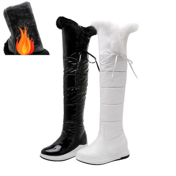 

women platform thigh high boots ladies winter shoes over the knee boots waterproof down warm snow size 34-43, Black