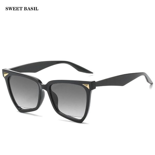 

sunglasses sweet basil square rivet cat eye for women 2021 fashion colorful frame vintage polygon eyewear men shades oculos, White;black
