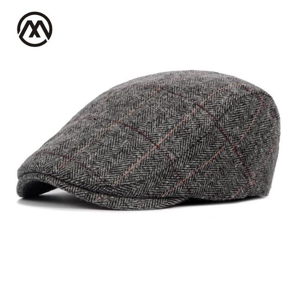 

berets 2021 autumn winter beret cap mens hat cotton striped england british retro men women woolen flat boina, Blue;gray