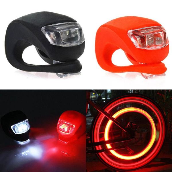 

2 pcs silicone bicycle bike cycle safety led head front and rear tail light set