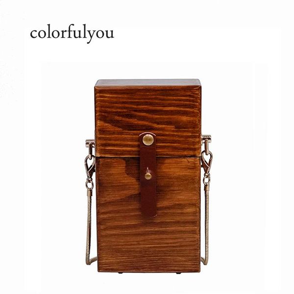 

handmade wood box bag women chain messenger bag small solid wooden wallet luxury rivet clutch bags woman party prom shoulder