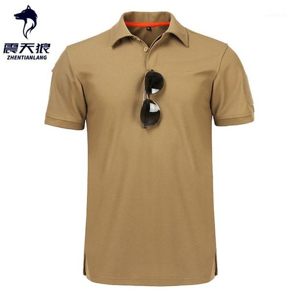 

2020 tactical t shirts men summer quick drying army lapel button t shirt man's breathable army tshirts camiseta hombre1, White;black