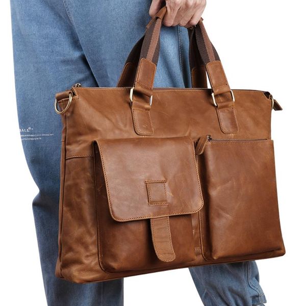 

briefcases est men's briefcase business fashion leather mens bag 17 inch horizontal section messenger handbag computer for men
