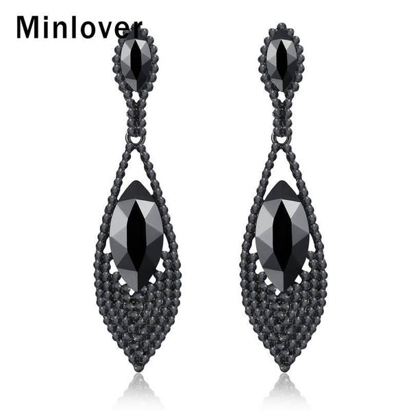 

dangle & chandelier minlover fashion black color crystal long earrings for women vintage rhinestone vase teardrop jewelry meh1034, Silver