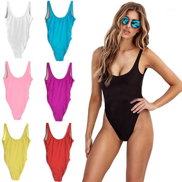 

women's swimwear solid 1 one piece swimsuit swim suit women bikini wear high cut bathing biquini maillot de bain femme1, White;black