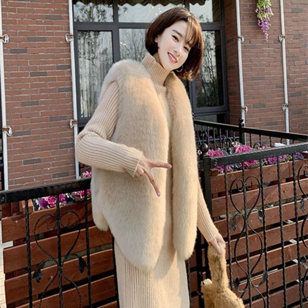

women's fur & faux women 2021 autumn winter fashion vest female thick warm casual jacket coat ladies artificial gilet c276, Black