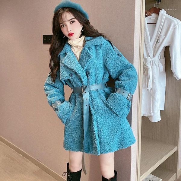 

women fashion korean style lady casual lamb wool jackets winter fur overcoat retro dress cardigan outerwear coat outfits1, Black