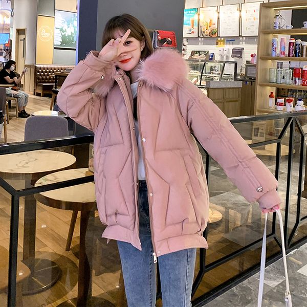 

2021 newhooded long female cold coat plus size women's winter jackets with fur collar cotton padded thick zomo, Black