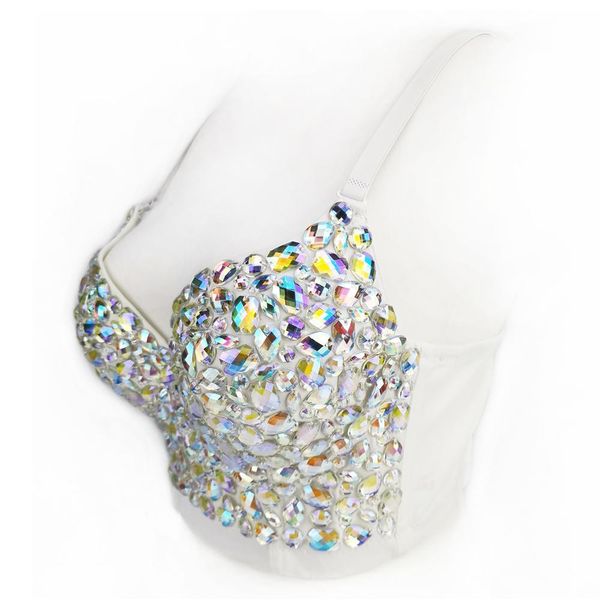 

atoshare shiny rhinestone crop women shining backless bustier festival party nightclub vest cropped feminino y200415, White