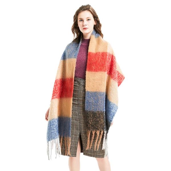 

women's scarf fringed scarves blankets shawl thickening ladies shawls, Blue;gray