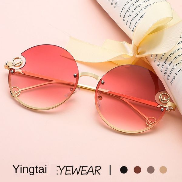 

new f-letter personalized round frame sun sun all-match men's and women's sunglasses trendy metal glasses, White;black