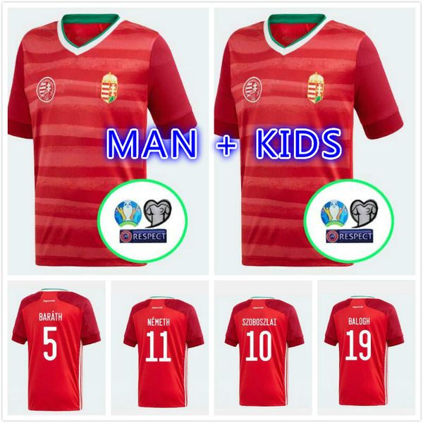 

man kids hungary soccer jersey home red 2020/21 national team dominik szoboszlai willi orban tamás kádár football uniform football shirts, Black;yellow
