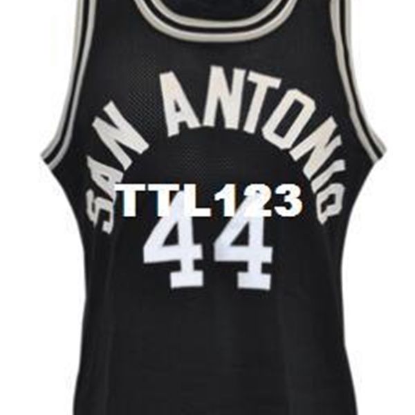 

vintage 1984 george gervin game-used road mesh fabric full embroidery college jersey size s-4xl or custom any name or number college jersey, Black