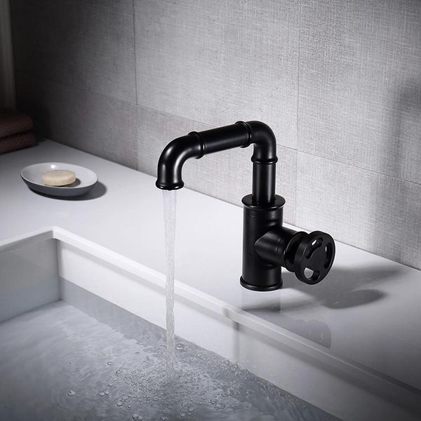 

Black Brass bathroom sink faucet Single handle Single hole cold hot water basin mixer faucet Top quality copper