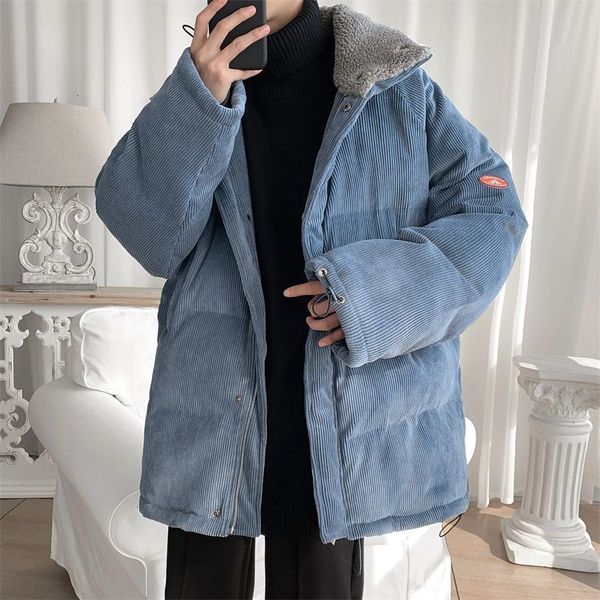 

2021 new men's casual oversize warm parkas winter new thickened korean streetwear men hooded printed coats clothing nade, Black