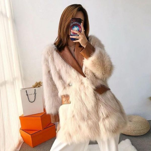 

winter women elegant solid faux fur coat lady casual warm coats female long sleeve outerwear dropshipping, Black