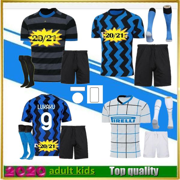 

20 21 lukaku eriksen lautaro home soccer jersey kits 2020 2021 kids kit alexis sensi skriniar brozovic football shirt set uniforms, Black