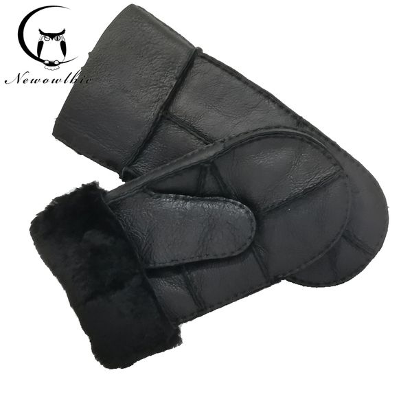 

new 2020 handmade sewing natural working winter sheepskin men warm wool thick gloves, Blue;gray