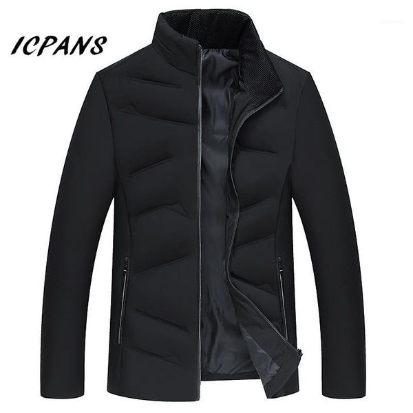 

icpans winter jacket men warm 2020 casual fashion stand collar solid winter coat jacket army plus size -4xl1, Tan;black
